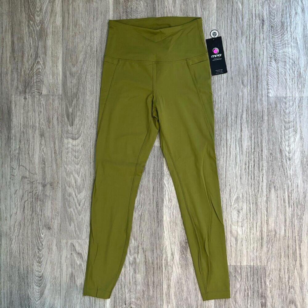 MPG SPORT VITAL HIGH-RISE SIDE POCKET LEGGINGS AVOCADO ARMY OLIVE GREEN SMALL